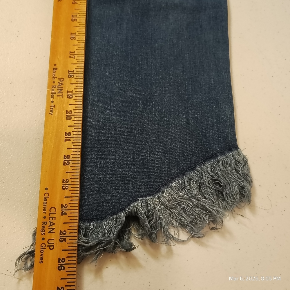 INC Rainbow Fringe Cropped Skinny Jeans Indigo Denim Women's Size 6 RAW HEM - Picture 9 of 9